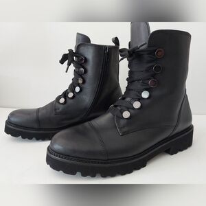 Gabor Women's Black Lace-Up Combat Style Boots